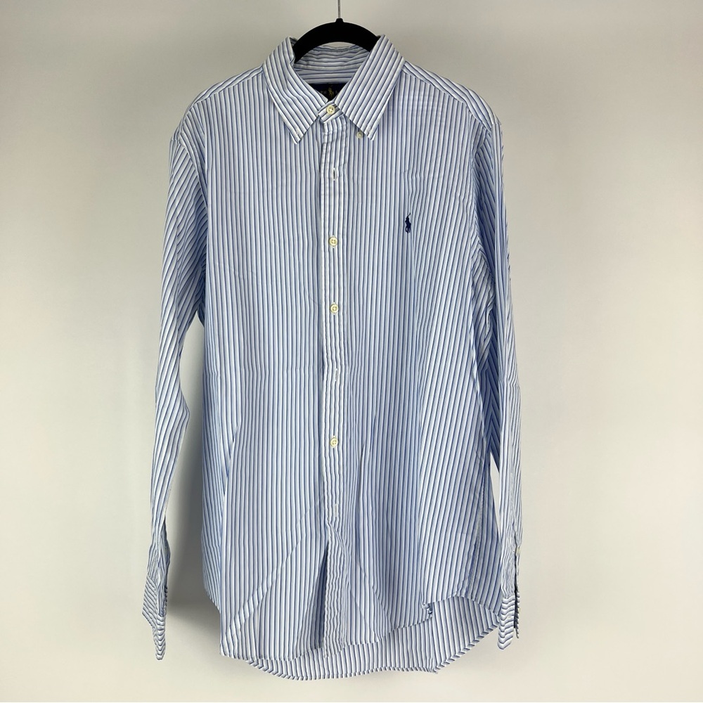 Ralph Lauren Blue and White Casual Button Down Shirt